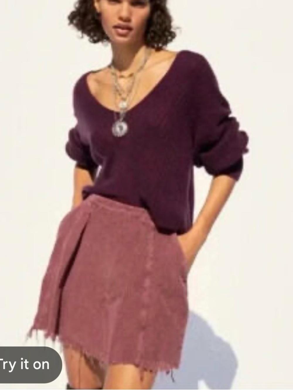 Free People Women's Washed Rose Corduroy Mini Skirt